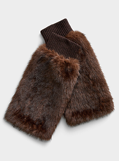 Brown faux-fur legwarmers