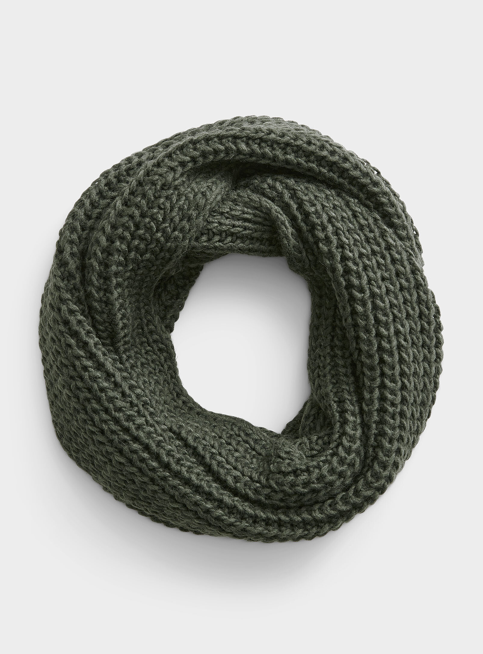 Simon's Soft Ribbed Infinity Scarf In Mossy Green | ModeSens