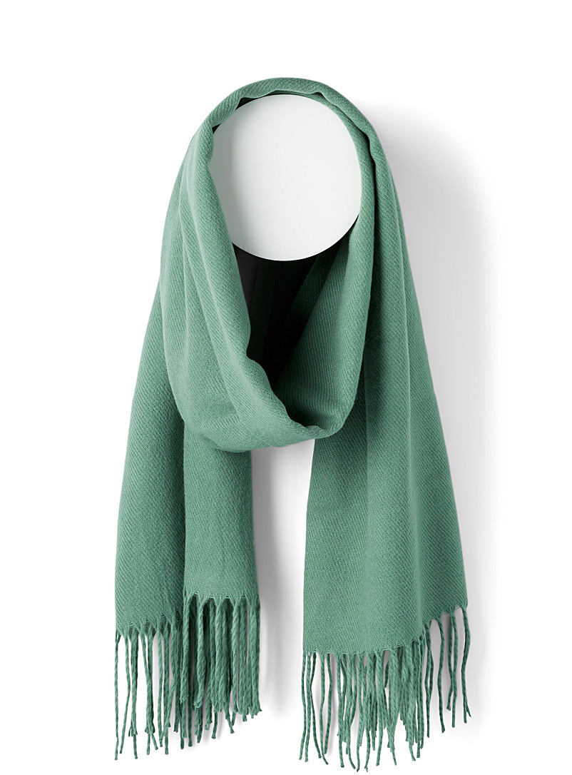 Simons Bottle Green Fringed solid scarf for women