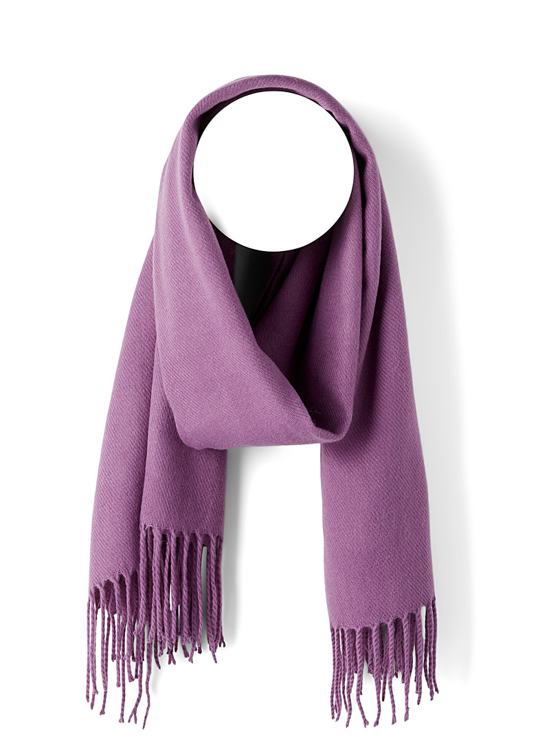 Simons Mauve Fringed solid scarf for women