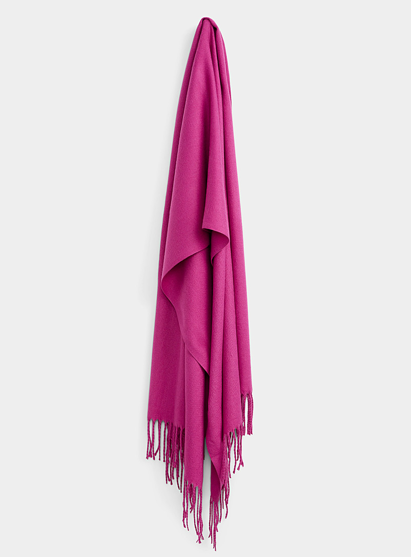 Simons Medium Pink Fringed solid scarf for women