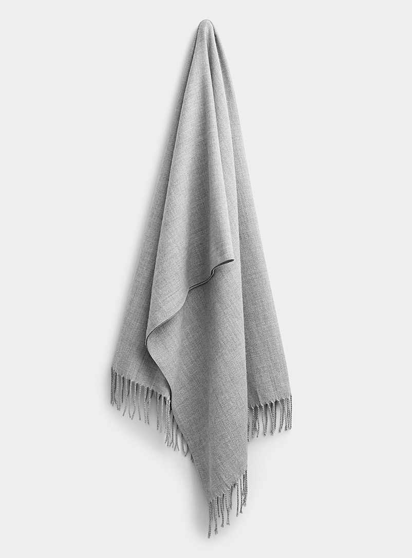Simons Grey Fringed solid scarf for women