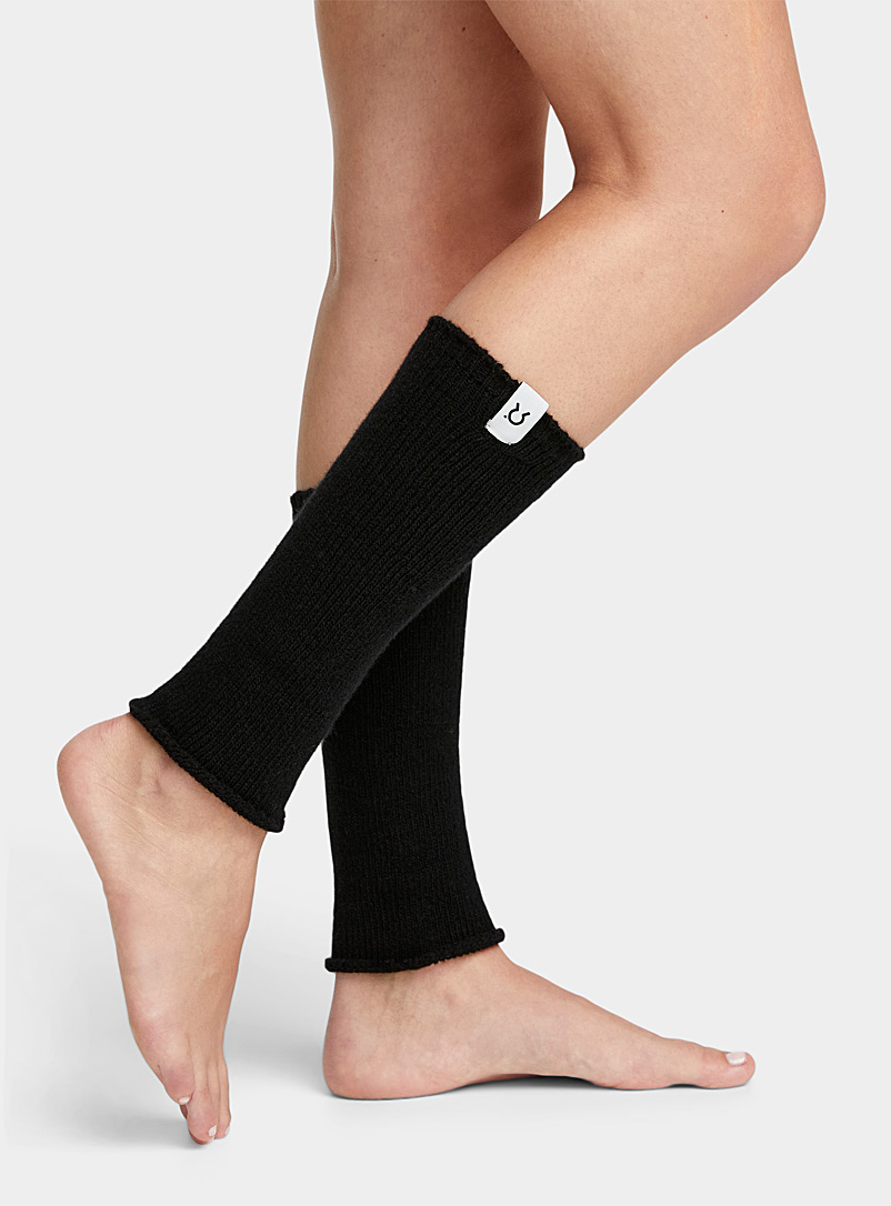 Rifò Black Recycled cashmere heathered legwarmers for women