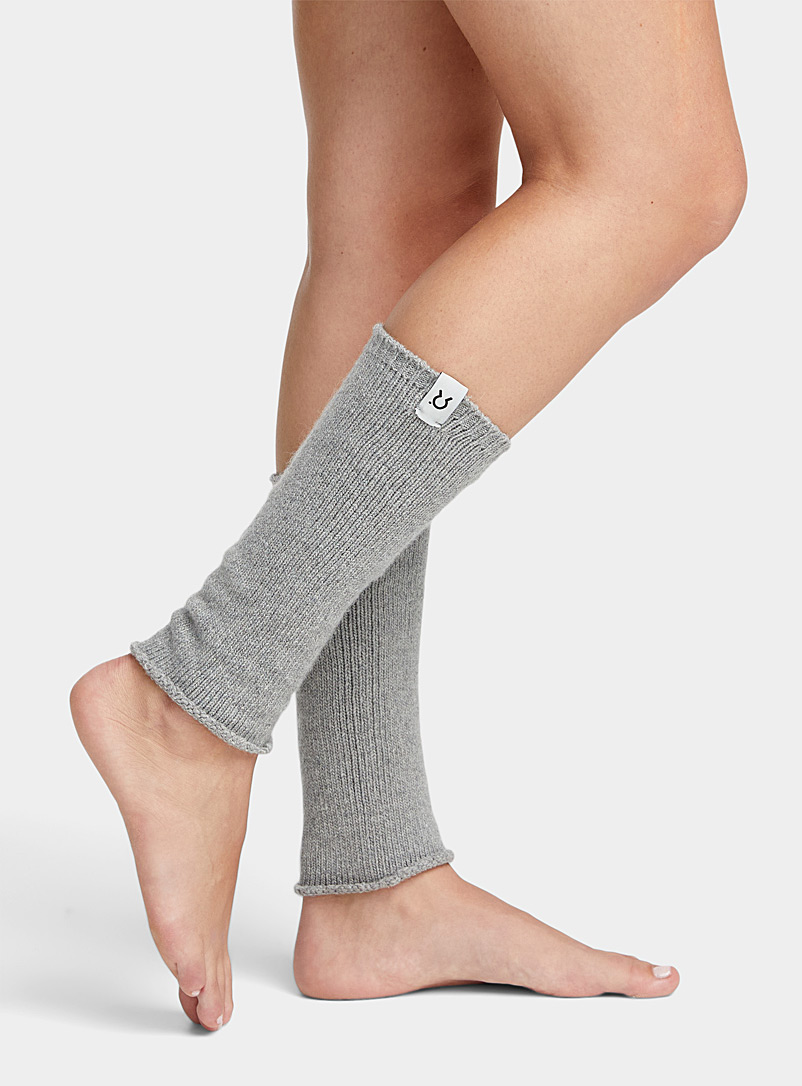 Rifò Light Grey Recycled cashmere heathered legwarmers for women