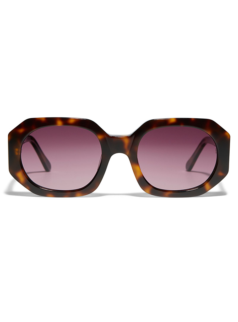 Mize: Les lunettes de soleil géométrie moderne Brun pâle-taupe pour femme