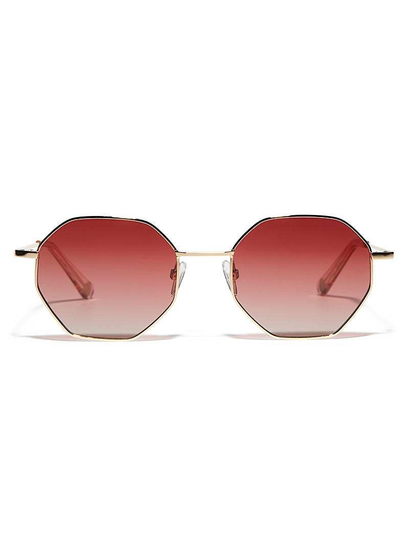 Mize: Les lunettes de soleil octogonales dorées Assorti pour femme