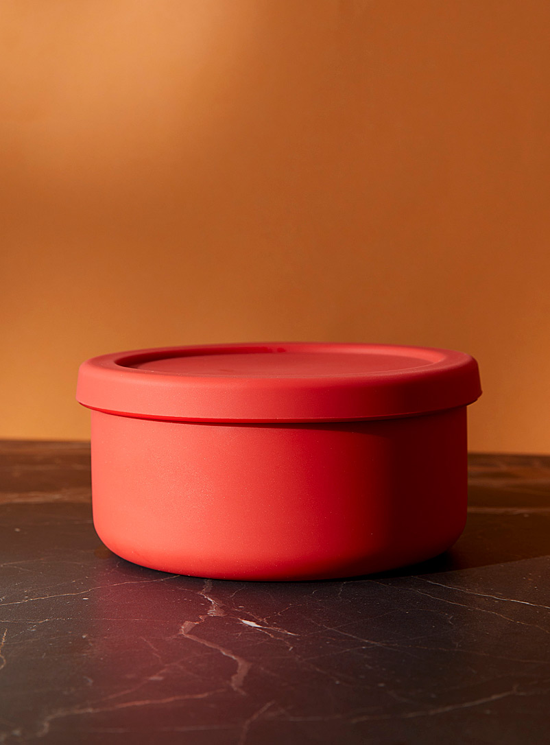 Simons Maison: La boîte à lunch circulaire en silicone Rouge moyen-framboi-ceris