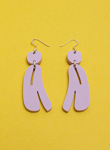 Warren Steven Scott: Les boucles d'oreilles ovo&iuml;des coup&eacute;es allong&eacute;es - Mini Lilas
