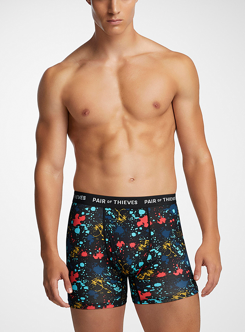 Pair of Thieves Patterned Black Colourful burst micro-dotwork boxer brief for men