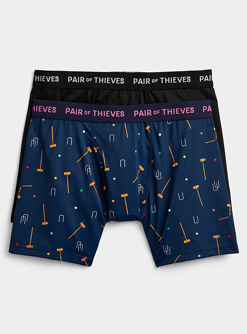 Pair of Thieves Patterned Blue Croquet and solid boxer briefs 2-pack for men