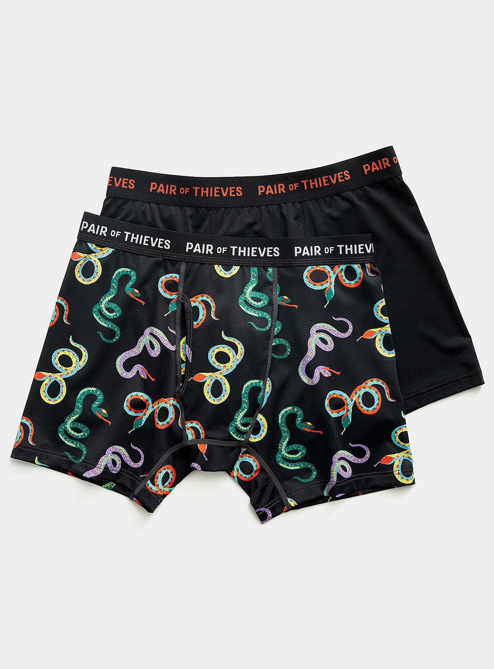 Pair Of Thieves Solid And Snake Boxer Briefs 2-pack In Patterned Black
