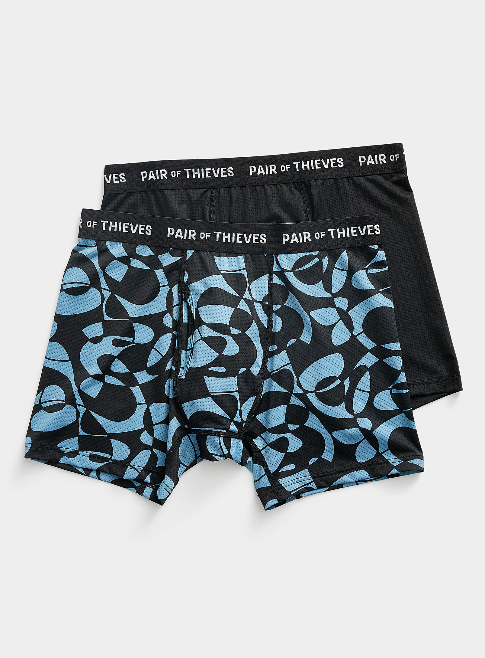 Pair Of Thieves Solid And Abstract Pattern Boxer Briefs 2-pack In Patterned Black