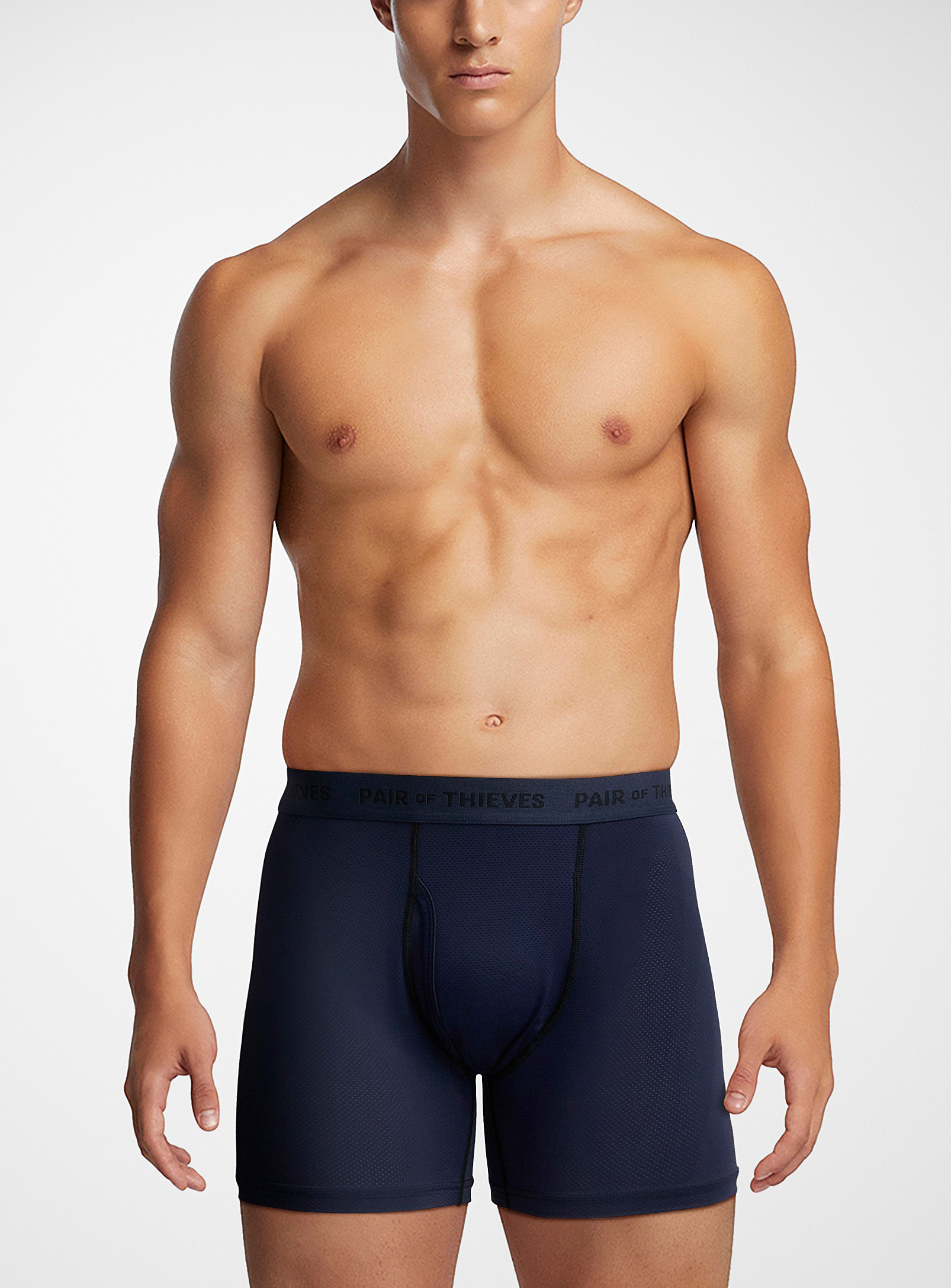 Pair Of Thieves Micro-perforated Solid Boxer Brief In Marine Blue