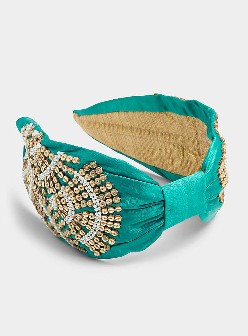 NamJosh Teal Art deco turquoise headband for women