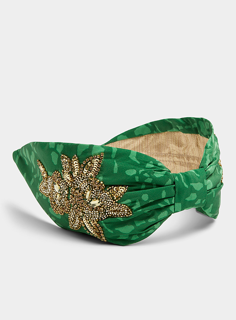 NamJosh Kelly Green Floral green headband for women