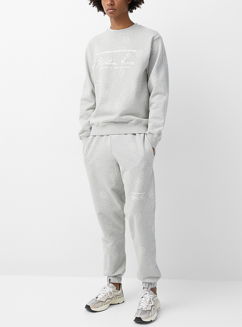 Martine Rose Grey Heathered grey logo sweatpants for men