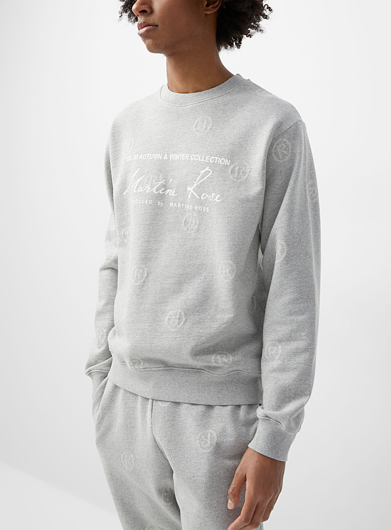 Martine Rose Grey Heathered grey logo sweatshirt for men