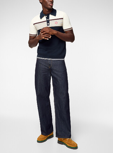 Casablanca Navy/Midnight Blue Raw denim straight-leg jean for men
