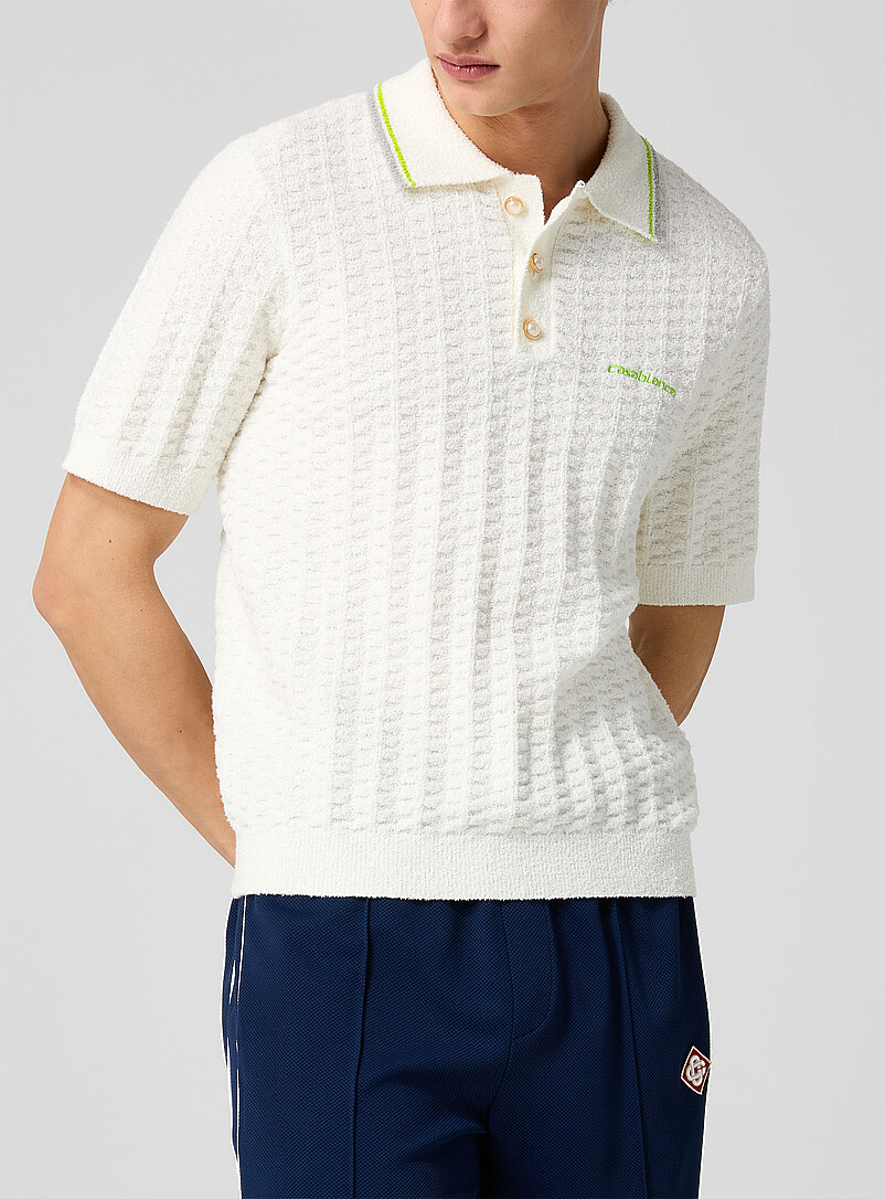 Le polo tricot bouclé col rayé | Casablanca | Magasinez les Pulls ...
