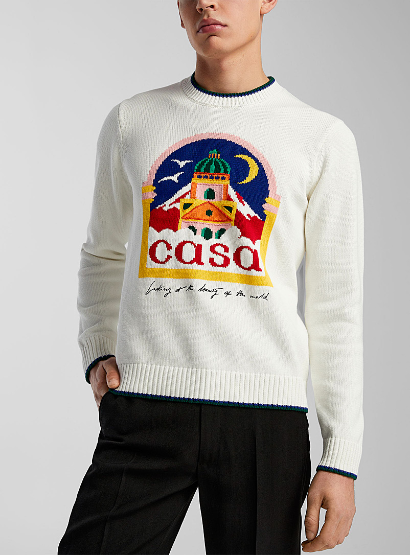 Casablanca White Casa intarsia sweater for men