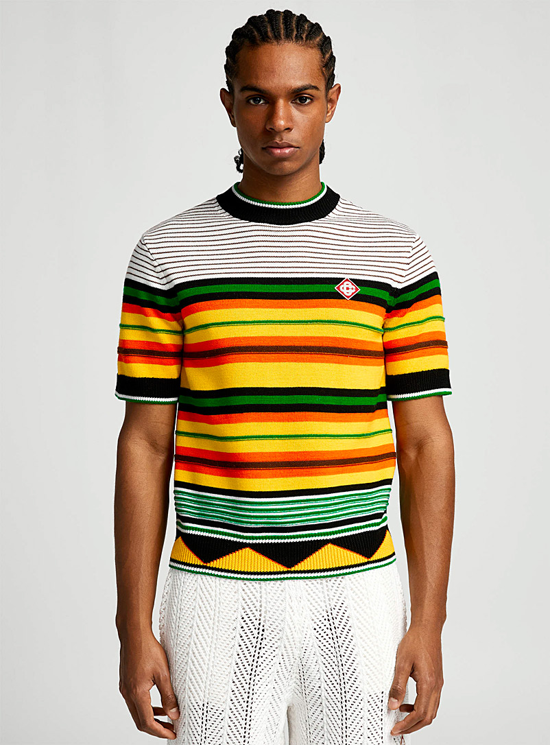 Casablanca Patterned White Multicoloured stripes top for men