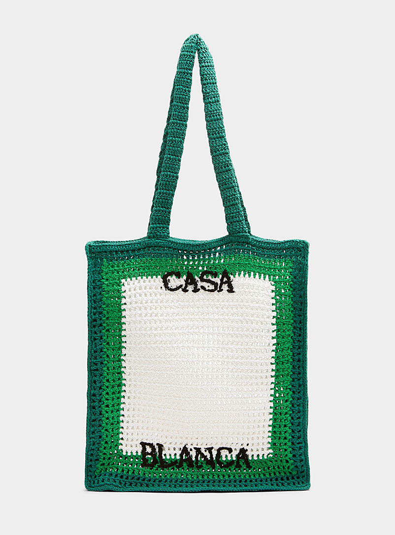 Casablanca Patterned Green Arch crocheted knit bag for men