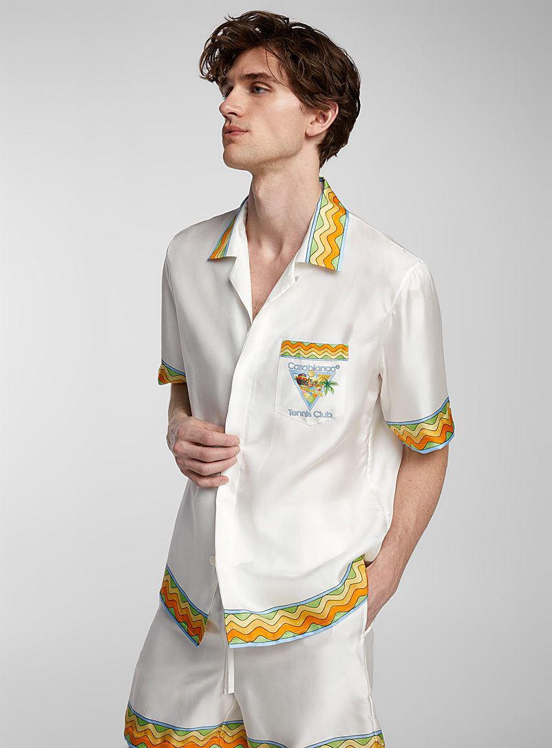 Casablanca Patterned White Afro Cubism Tennis Club silk shirt for men