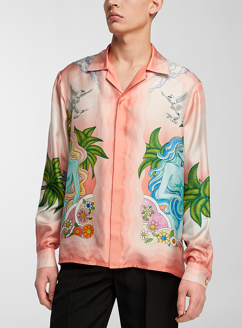 Casablanca Pink Paix et Amour silk shirt for men