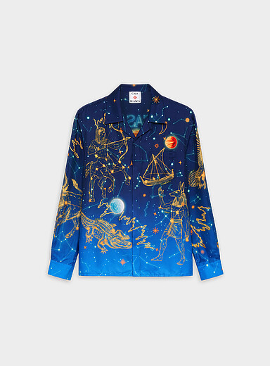 Casablanca: La chemise cabana pure soie Astrology Bleu pour homme