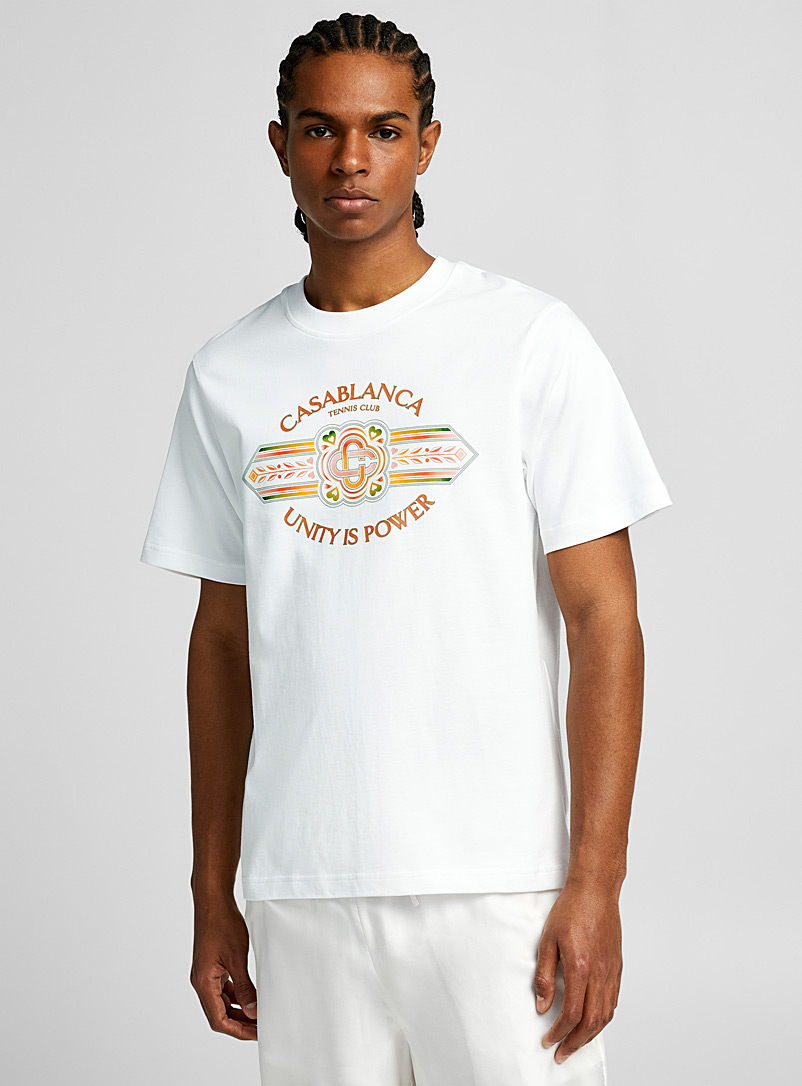Casablanca: Le t-shirt imprimé Unity Is Power Blanc pour homme