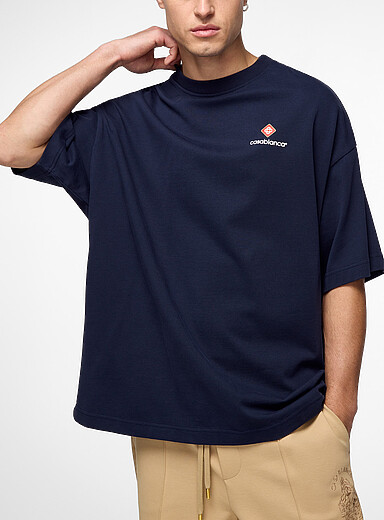 Casablanca Navy/Midnight Blue Oversized logo T-shirt for men