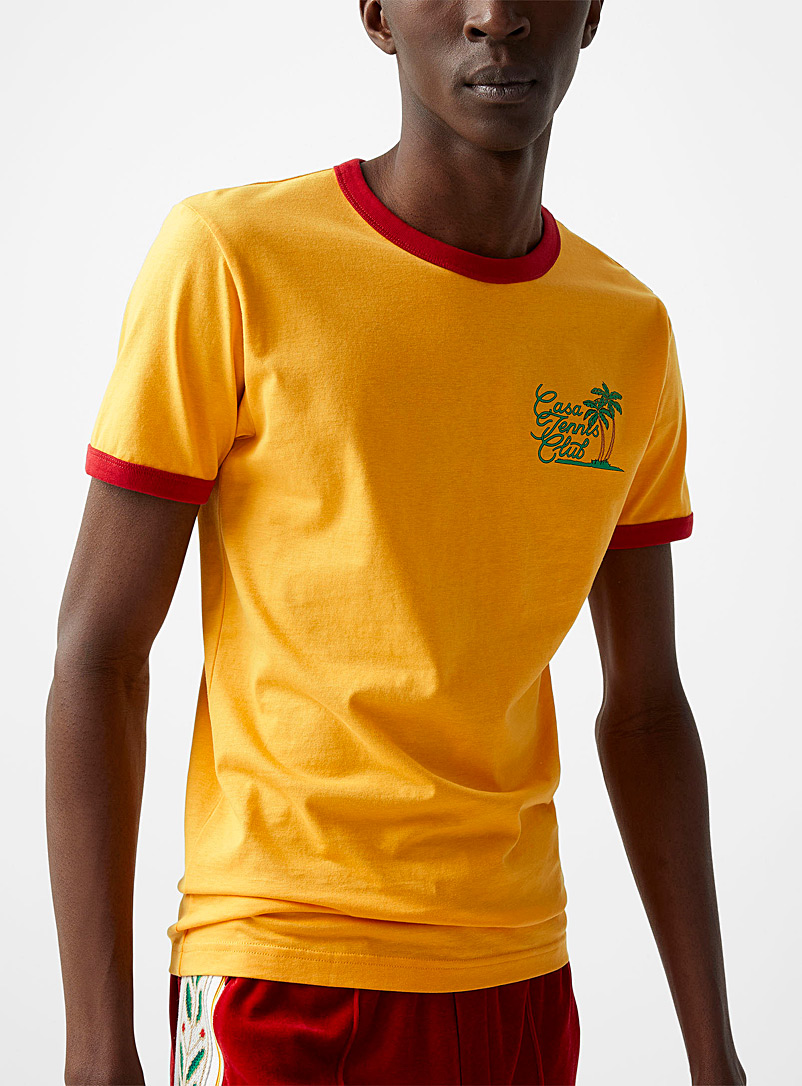 Casablanca: Le t-shirt jaune Tennis Club Jaune foncé pour homme