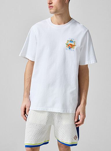 Casablanca: Le t-shirt graphique symbolique Blanc pour homme