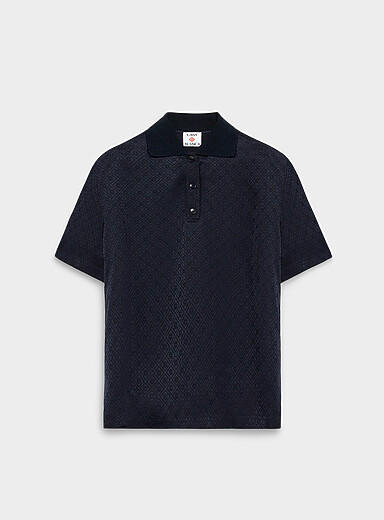 Casablanca: Le polo fluide monogramme Noir pour homme