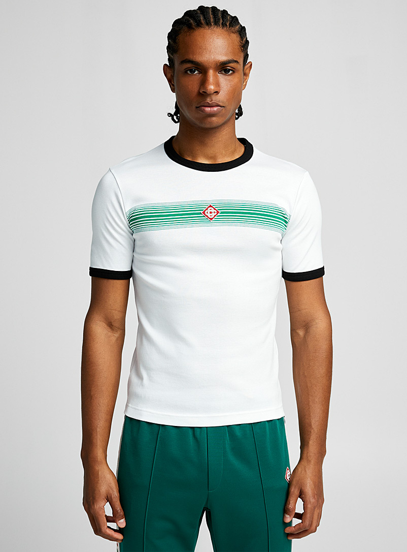 Casablanca Patterned White Gradient stripe T-shirt for men
