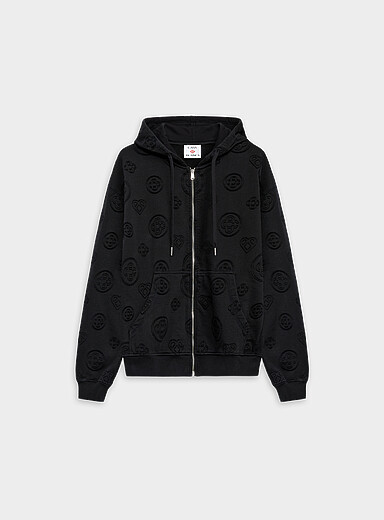 Appliqu&eacute; logos zip-up hooded sweatshirt