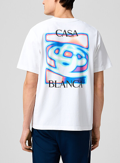 Casablanca: Le t-shirt imprim&eacute; thermique Blanc pour homme