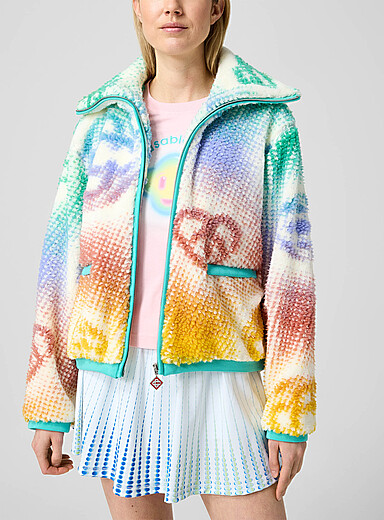Multicoloured logos polar fleece jacket