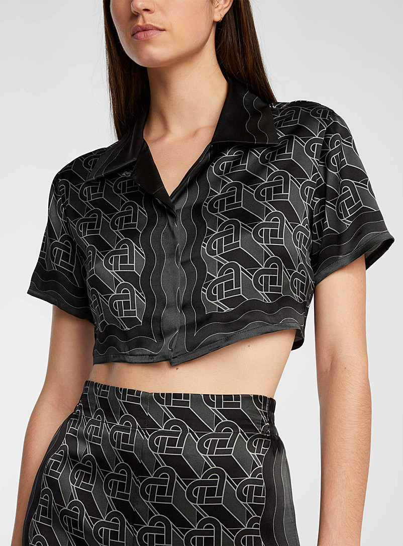 Casablanca Black Heart monogram pure silk shirt for women