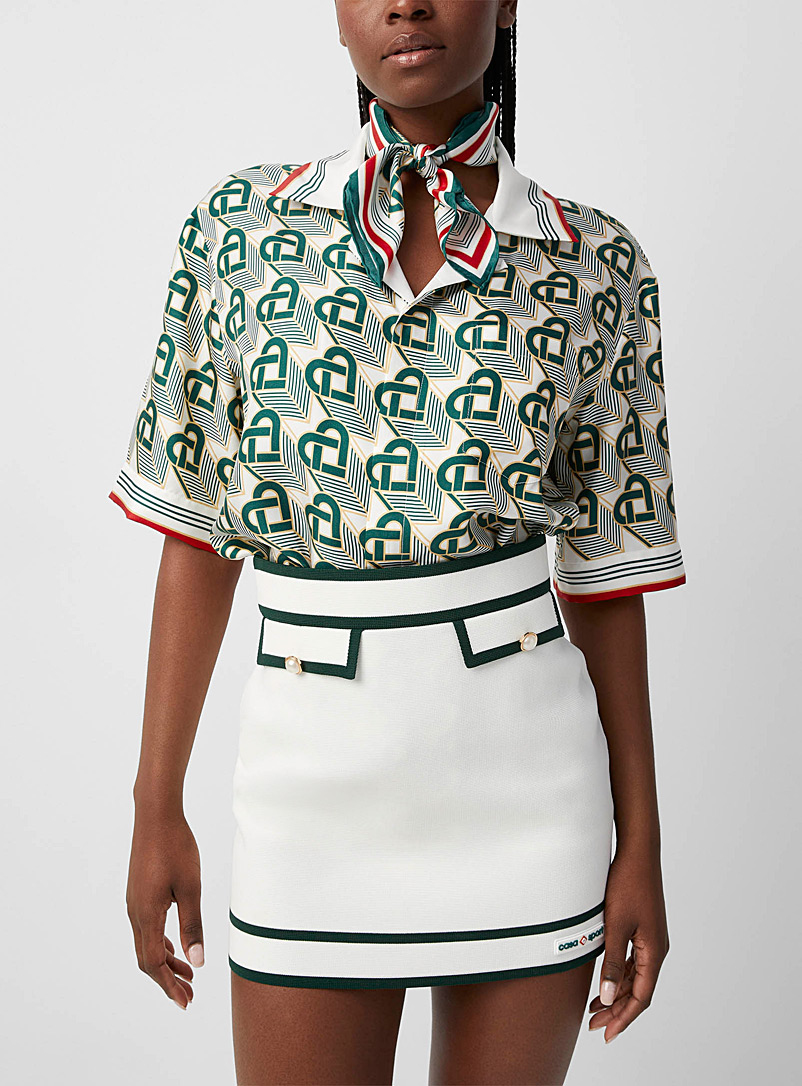 Casablanca Patterned Green Heart monogram pure silk shirt for women