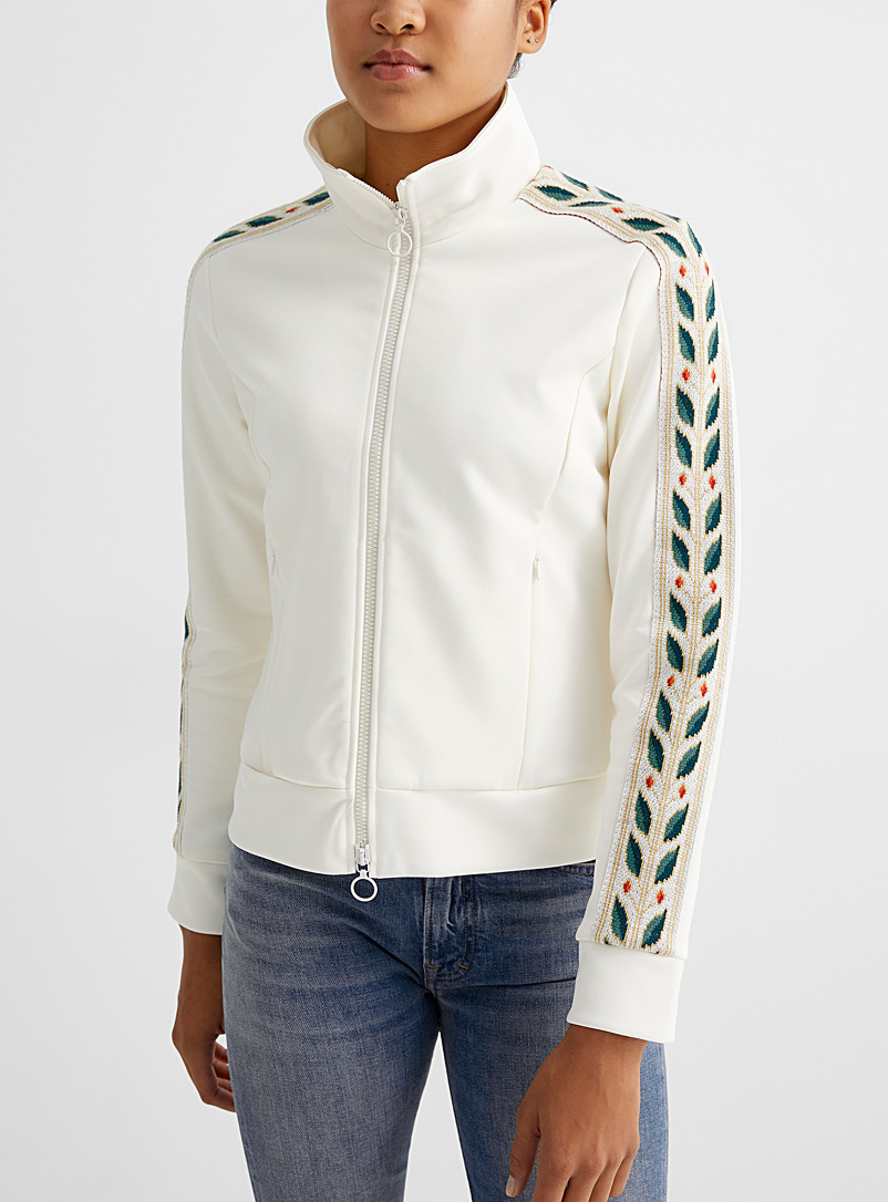 Casablanca Ivory White Bay leaves pattern tracksuit jacket for women