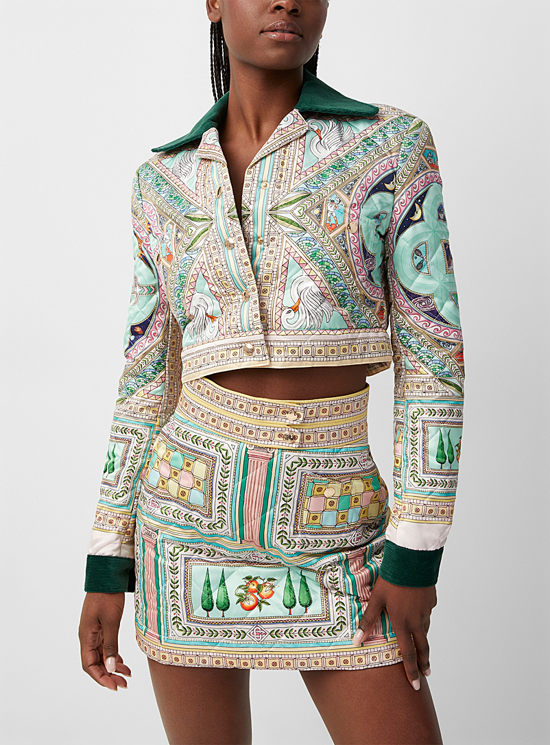 Casablanca: La veste courte matelassée Labyrinthe Blanc à motifs pour femme