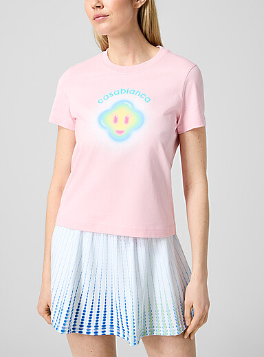 Casablanca: Le t-shirt logo sourire Rose pour femme