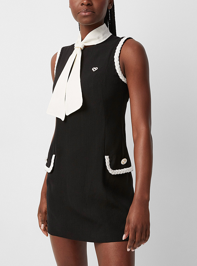 Casablanca Black Tie-neck mini-dress for women