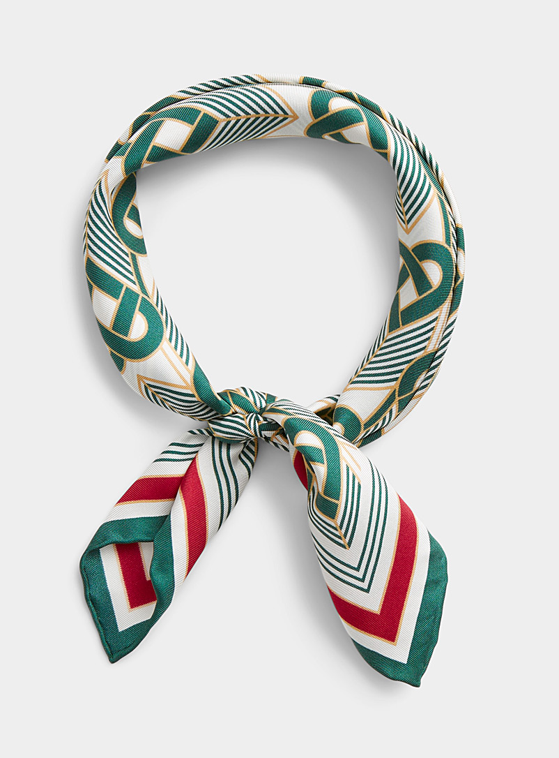 Casablanca Patterned Green Heart monogram silk scarf for women