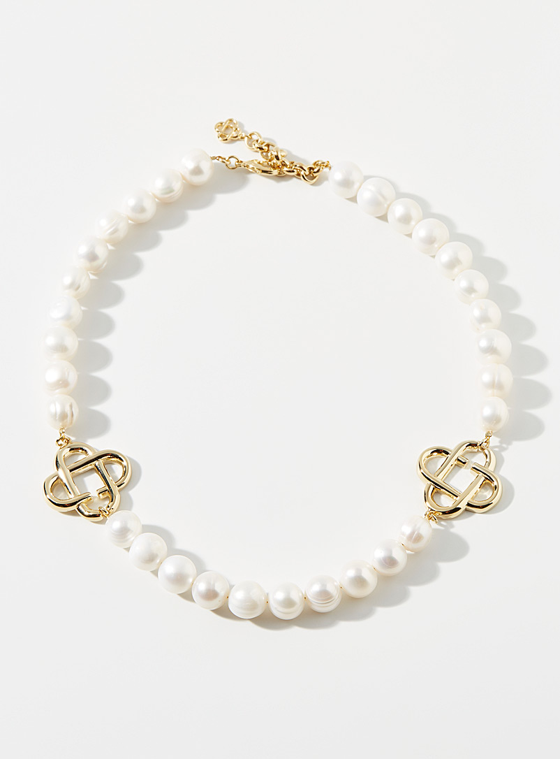 Casablanca: Le collier de perles XL logo entrelacé Assorti pour femme