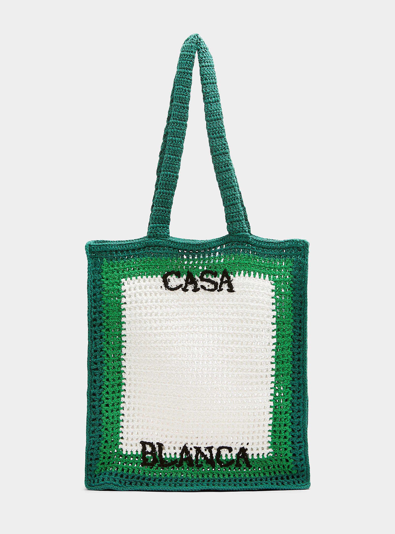 Casablanca Arch Crocheted Knit Bag In Patterned Green