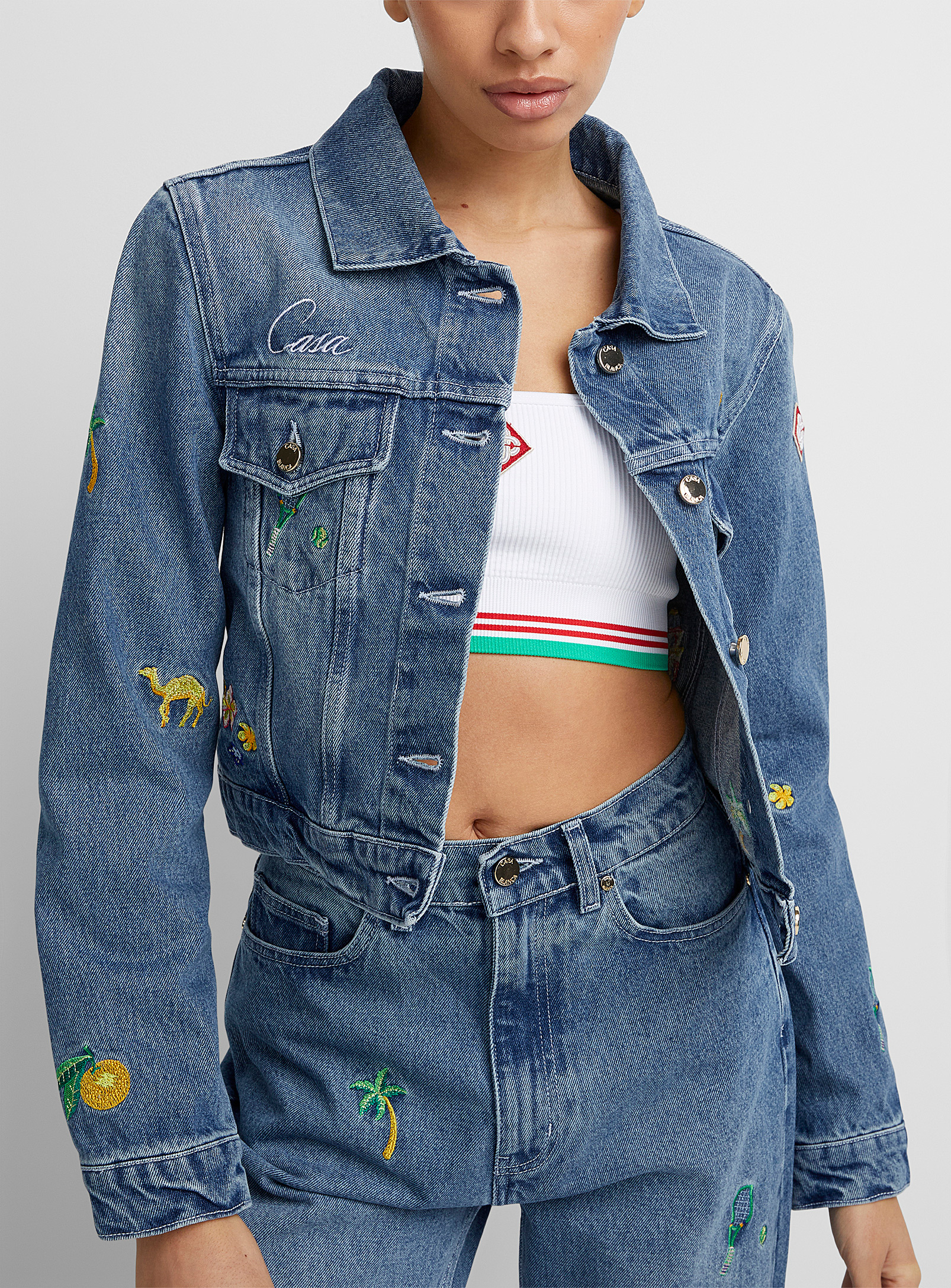 Casablanca - Women's Embroidered jean jacket