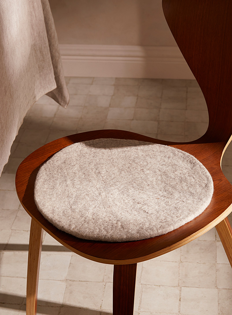 Simons Maison Cream Beige Wool fair trade chair cushion 35 cm in diameter