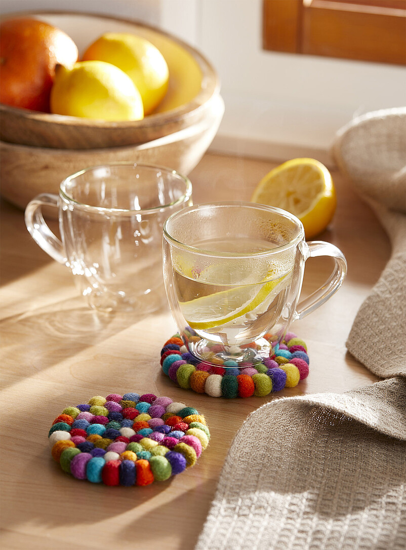 Spring Wool Coasters Colourful balls wool coasters Set of 2 | Simons Maison | Table ...